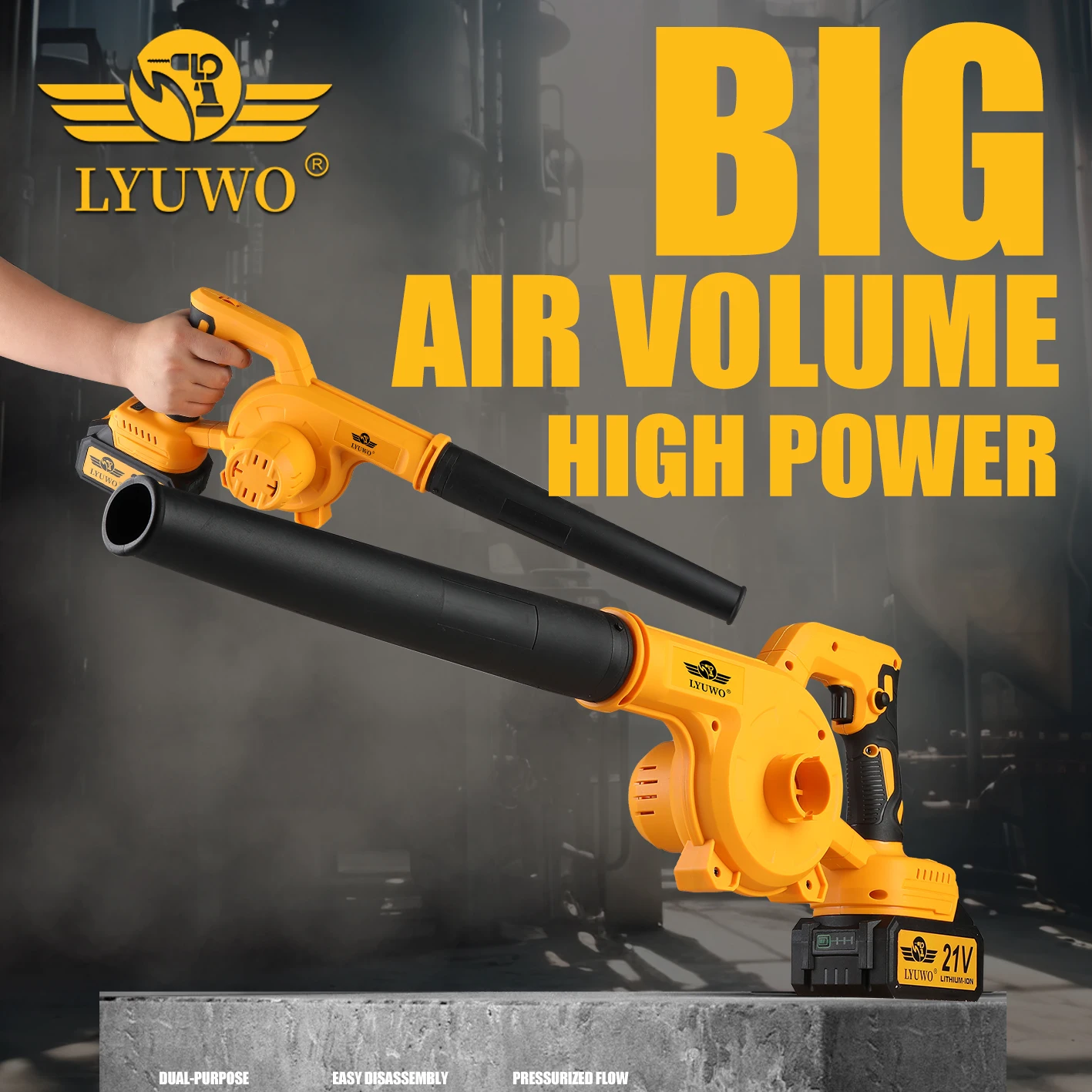 LYUWO 21V Brushless Rechargeable Dual Purpose Powerful Blower With 6-speed Adjustable Household Vacuum Cleaner For Autumn Leaves 5