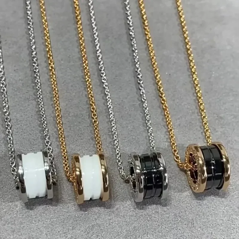 

925 silver necklace chains original certified Ceramic Pendant Women Fashion White Luxury Brand Jewelry choker Pure 18K gold