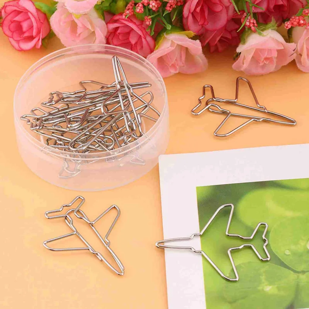 10pcs Pclip 비행기 비행기 종이 클립 실버 귀여운 종이 클립 스테인레스 ..