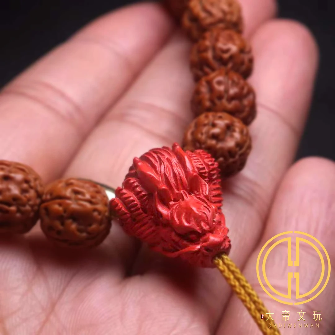 

Natural 100% real red Cinnabar Jade beads carved dragon bead Bracelet necklace DIY accessories for woman men Gift good luck