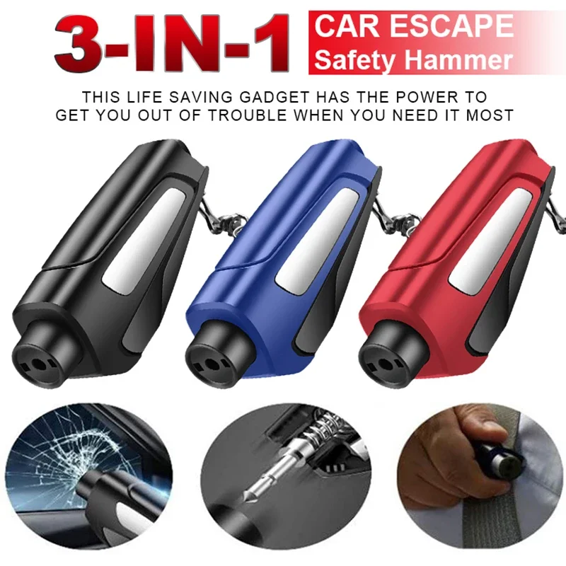 

Car Emergency Hammer Alloy Mutifunction Emergency Windows Glass Breaker Safety Belt Cutter Keychain Self Rescue Tool