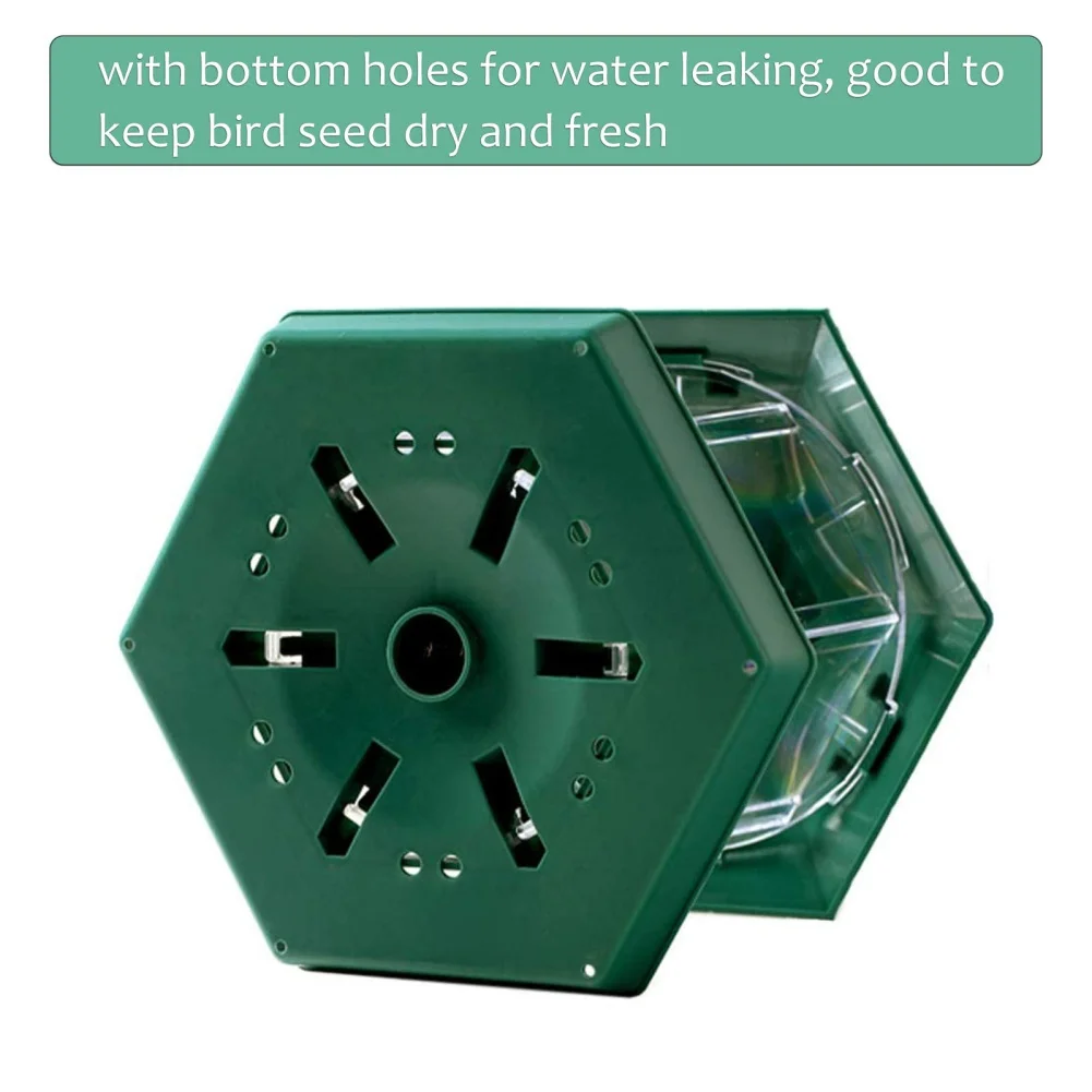 Automatic Bird Feeder Hanging Food Feeding Tool Hexagon Shaped Large Capacity Bird Feeder Nut Feeding Multiple Hole Dispenser