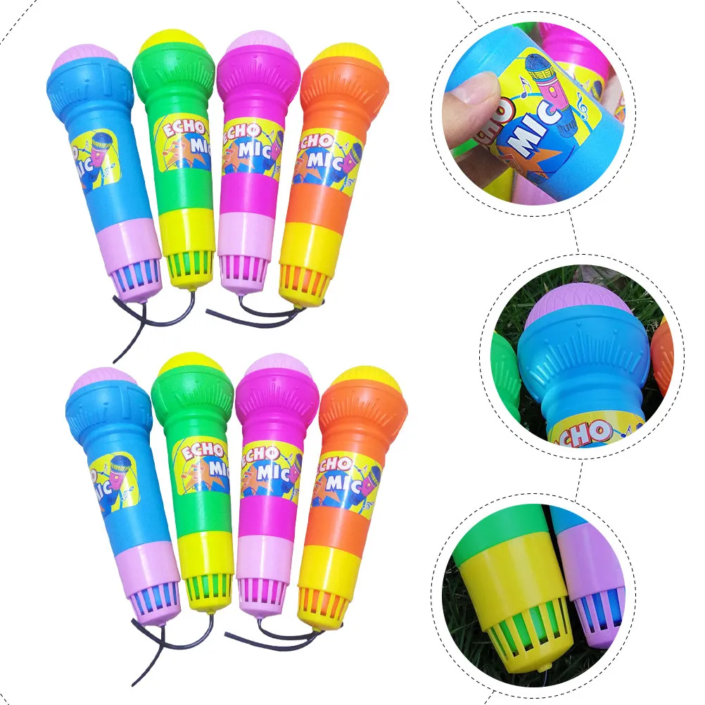 8Pcs 시뮬레이션 마이크 장난감 생일 파티 호의 코스프레를위한 고급 플라스틱 경량 어린이 에코 마이크