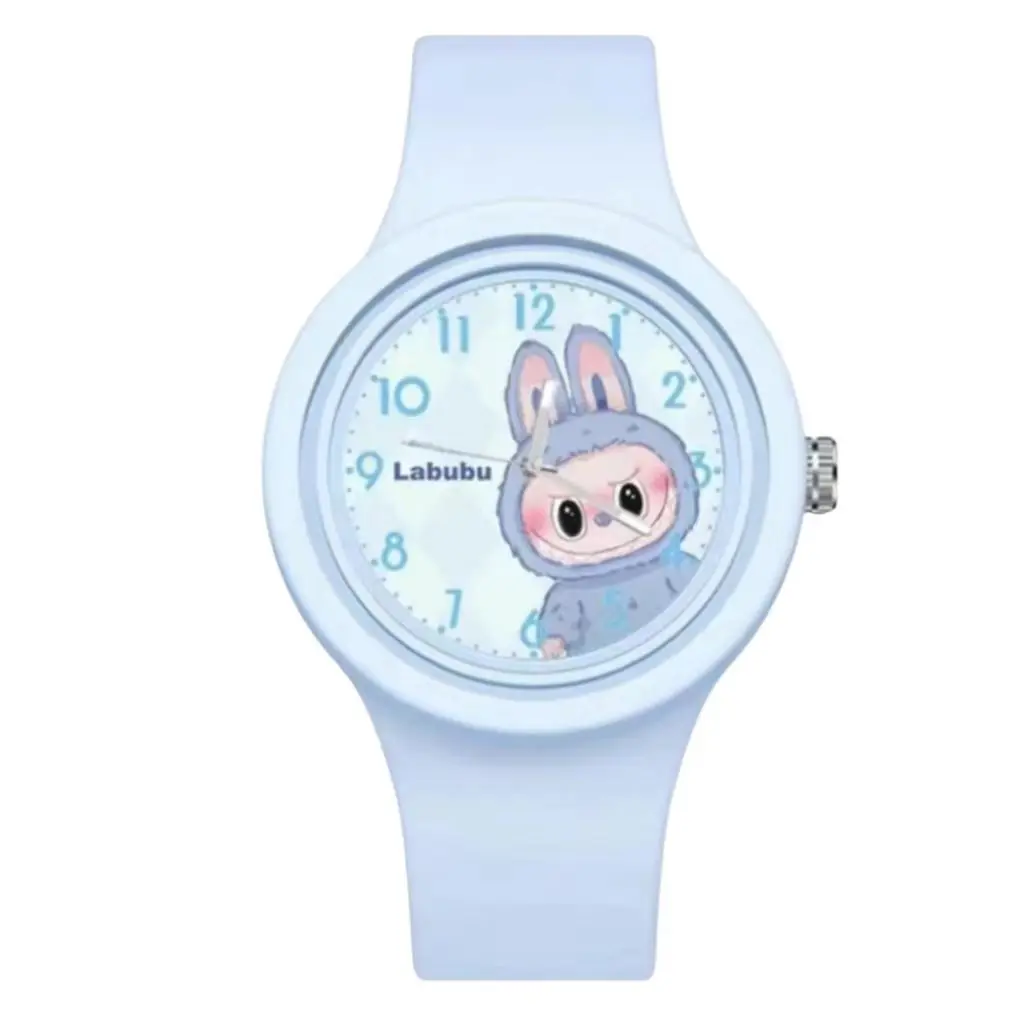 Pop Mart Labubu Cute Cartoon Silicone Kids Watch - New Round Quartz Ti ...