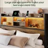 Queen Size Bed Frame with 6 Storage Drawers and Headboard Wooden Platform Beds Frames with LED Lights, Queen Bed Frame 5