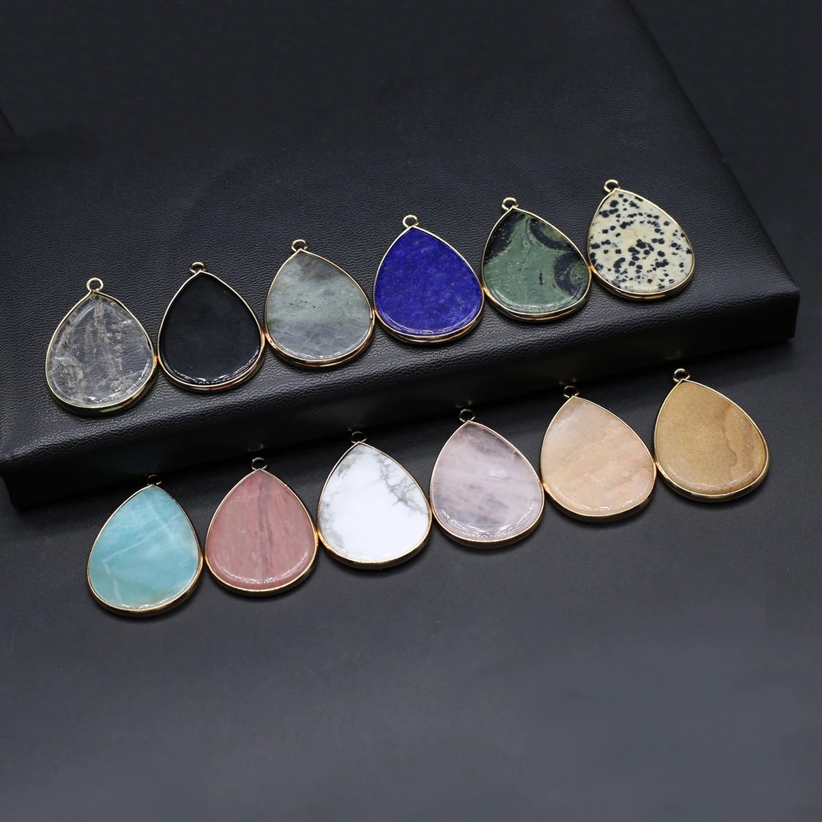 10PCS Wholesale Natural Semiprecious Stone Crystal Droplet Pendant Jewelry Making DIY Necklace Earrings Accessories Gift