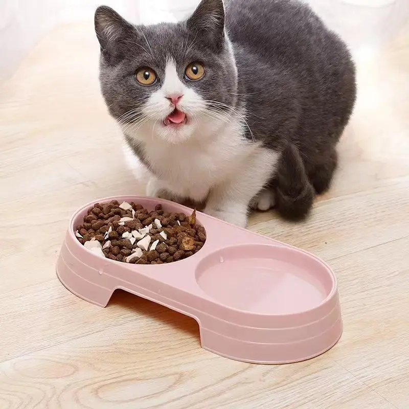 Title 4, Macaron Pet Double Bowl Plastic Kitten Dog Food...
