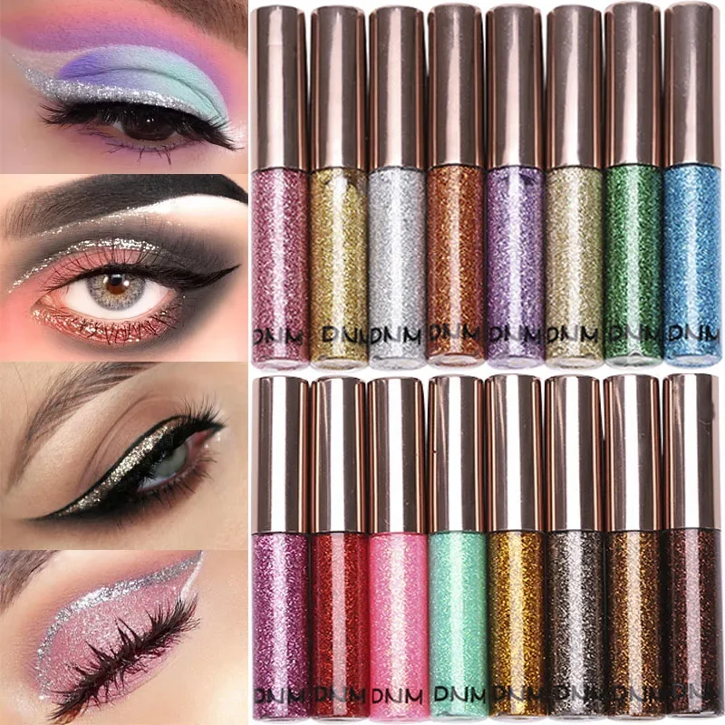 

Glitter Liquid Eyeliner Eyeshadow Shiny Waterproof Long Lasting Quick Dry Diamond Eye Liner Cosmetics Makeup Tools 14 Colors