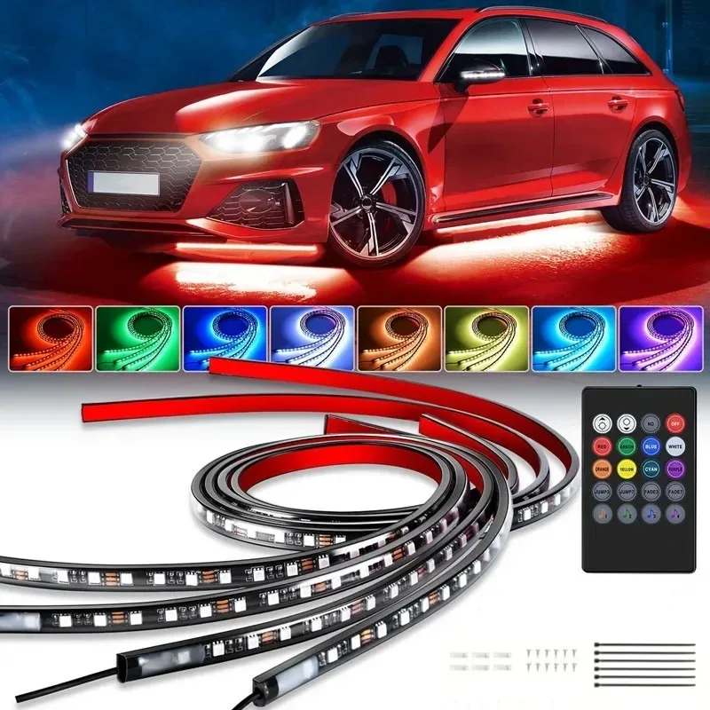 Car chassis light with LED colorful underbody light atmosphere light music voice controlled rhythm light waterproof led rock lights bluetooth app control led rock lights car chassis light music sync off road truck boat atmosphere light