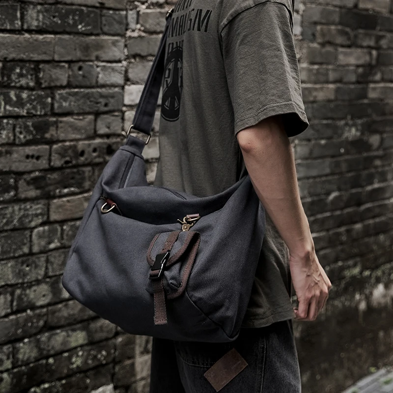 Canvas Messenger Bag for Men 14 inch Laptop Shoulder Bag with