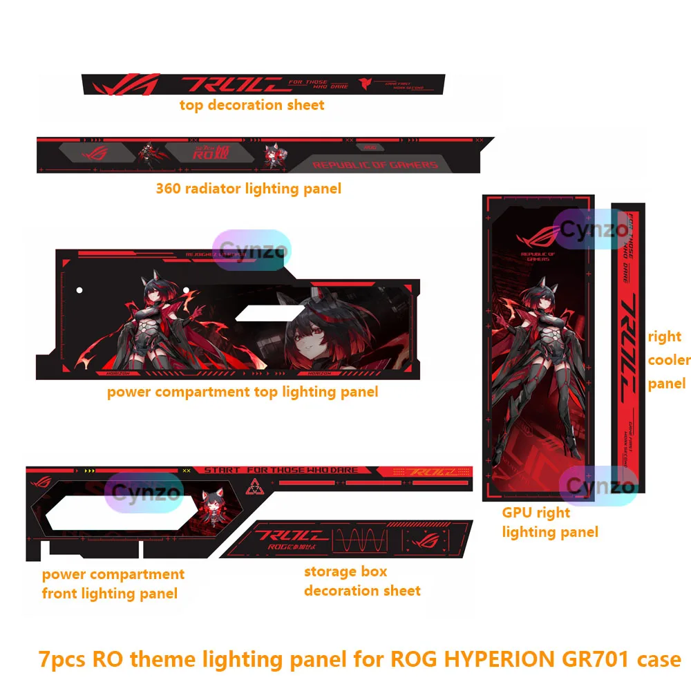 ROG HYPERION GR701 섀시용 맞춤형 조명 패널 5V AURA SYNC ARGB PSU 라디에이터 쿨러 장 Ro 플레이트