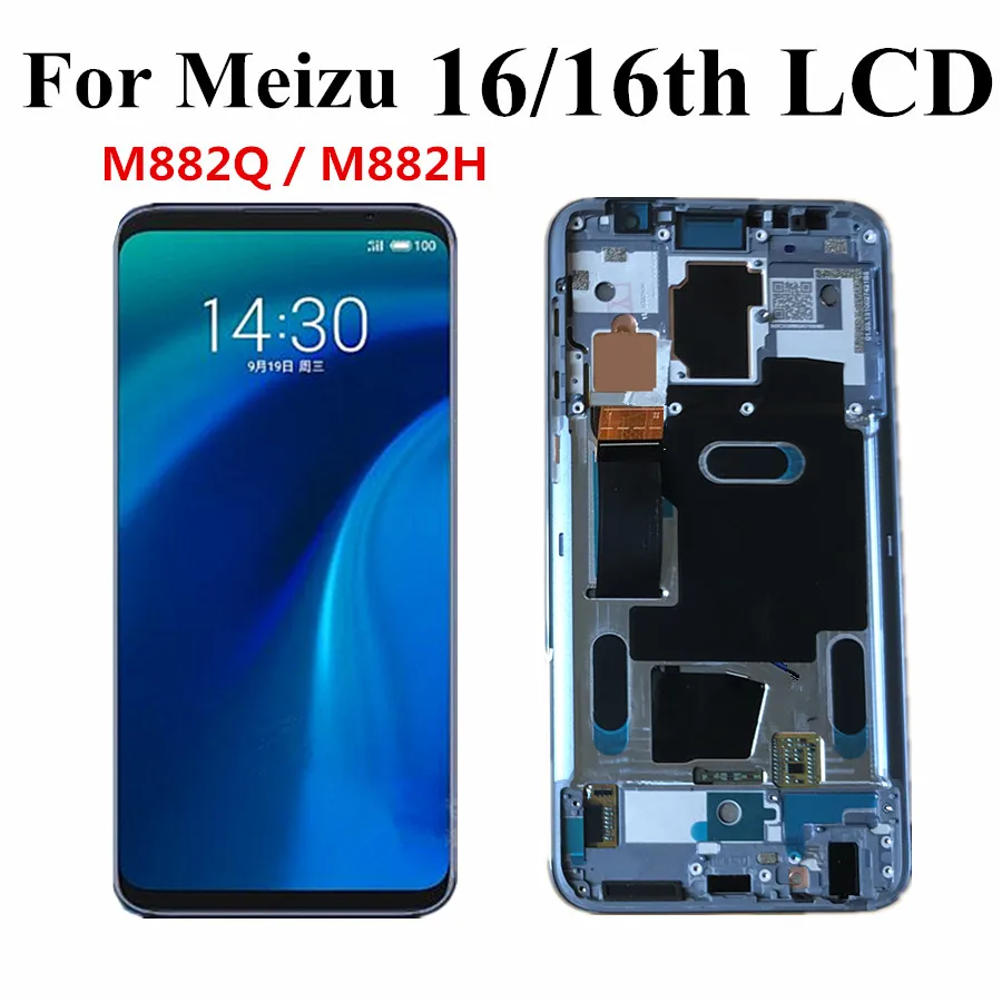 

Super AMOLED For Meizu 16 LCD Display Touch Screen Digitizer Assembly M882Q M882H For 16th Global version Snapdragon 845 LCD