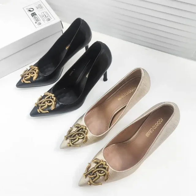 Fashion Women's High Heels Light Luxury Brand Designer Career Office Female Fine Heel Shoes High Heels Metal Buckle Women's Shoe 1
