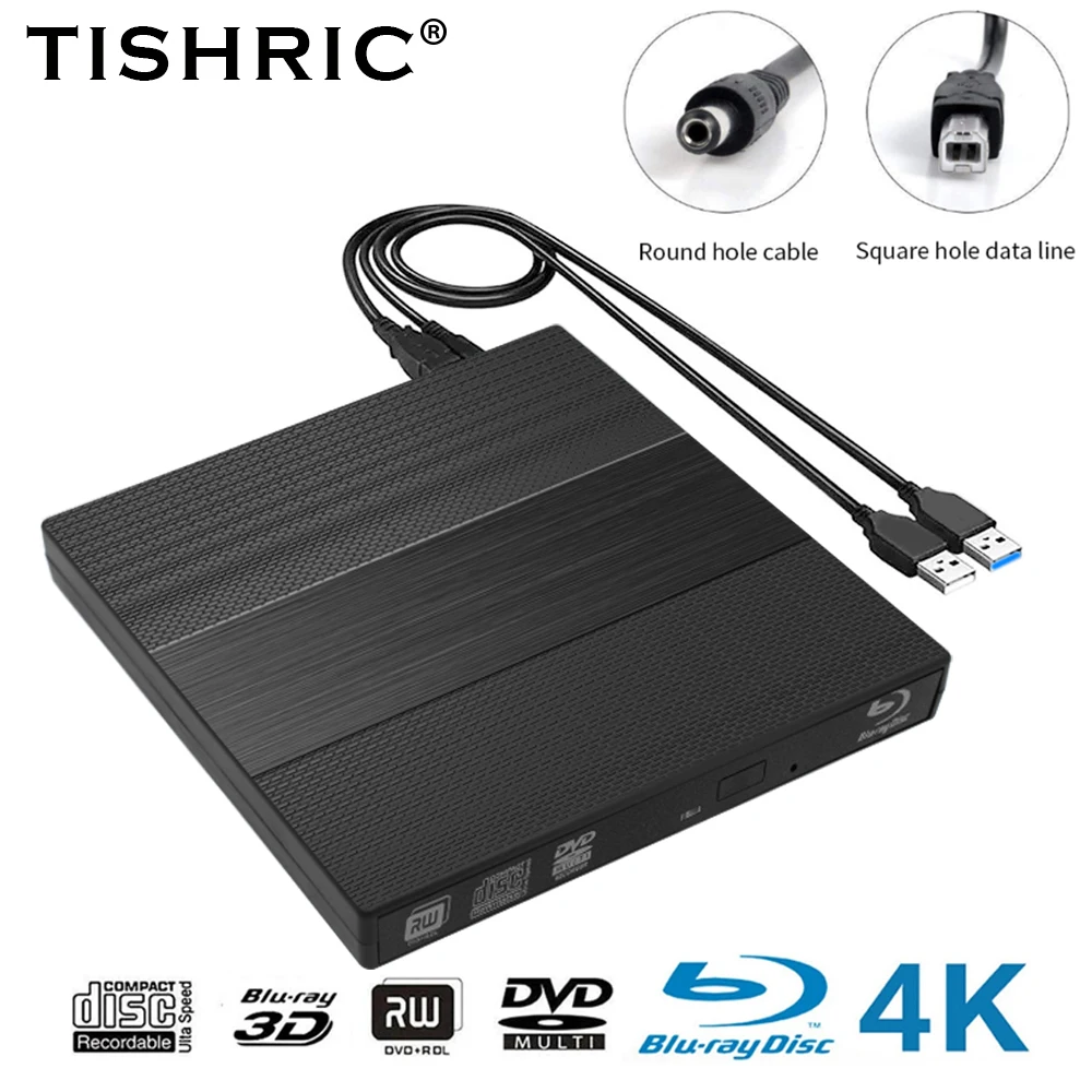 TISHRICExternal4KBluRayDriveUSB20ReadOnlyDVDPlayerCDRW3D