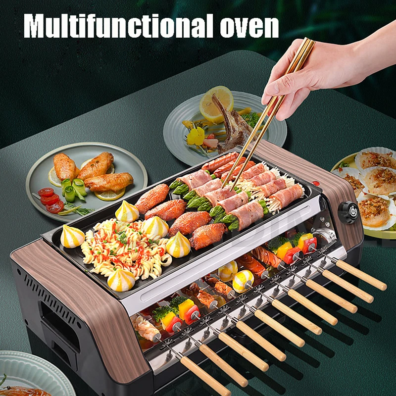 1800W Household Electric Grill Oven Multifunctional Automatic Barbecue machine Indoor Roast Meat Dish Plate 2