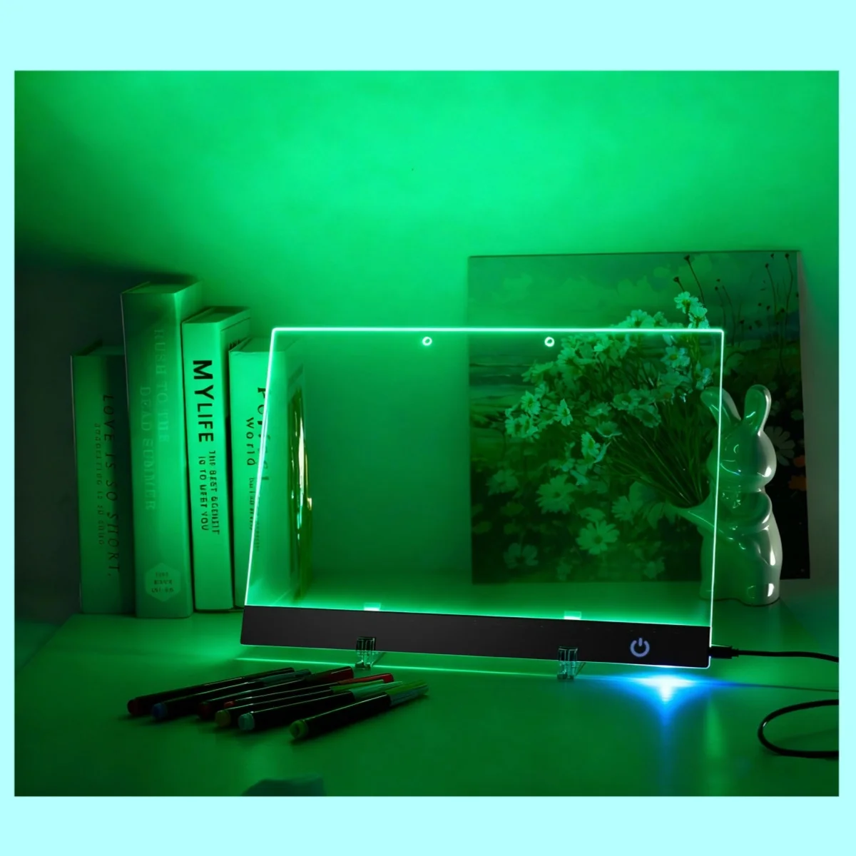 DIY 드로잉 보드 조명 LED 메시지 노트 보드 7색 재작성 가능 발광 야간등 책상 벽걸이 장식 어린이 선물