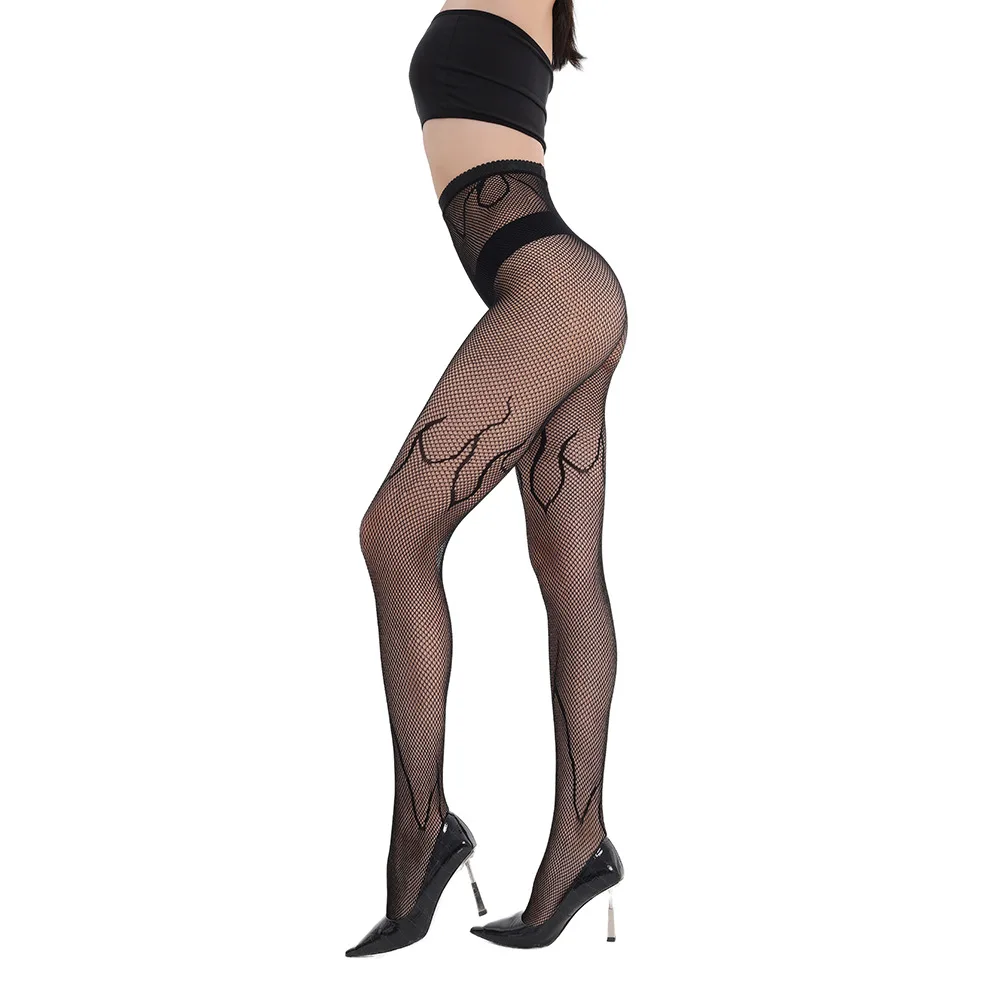 Kawaii Gothic Ausgeschnittene Strumpfhose Lolita Schleifenknoten Netzstrümpfe Sexy Netzstrumpfhose Halloween-Stil Ausgehöhlte Strumpfhose – Detail 7