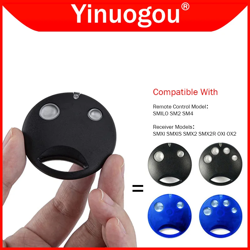 2PCS SMILO SM2 SM4 Garage Door Remote Control 433.92MHz Rolling Code For SMXI SMX2R SMX2 SMXIS OXI OX2 Receiver Controller Motor 2
