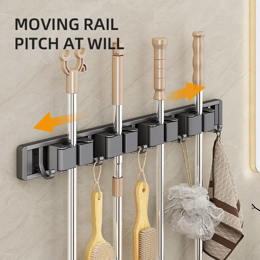 걸레 빗자루 홀더 후크 욕실 도구 보관함 의무 실용적인 클립 후크 주최자 공간 절약형 옷걸이 슬롯 걸레 홀더