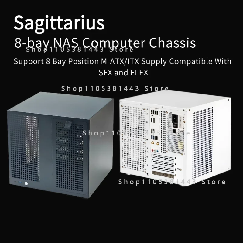ATX 전원 공급 장치, MATX 마더보드, 풀하이트 PCIE, 21.8L 사지타리우스 8베이 NAS 섀시