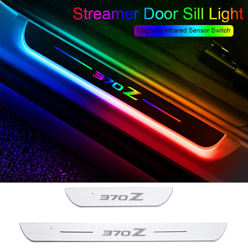 

USB Power Moving for Nissan 370Z Car LED Welcome Pedal Acrylic Pathway Front Rear Threshold Light Auto Atmosphere Decorate Tape