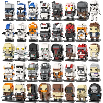 MOOXI Brickheadzed Space Wars Movies Figure Model Jedi Stormtrooper Robot Building Block Set DIY Bricks For Kids Montessori Toys