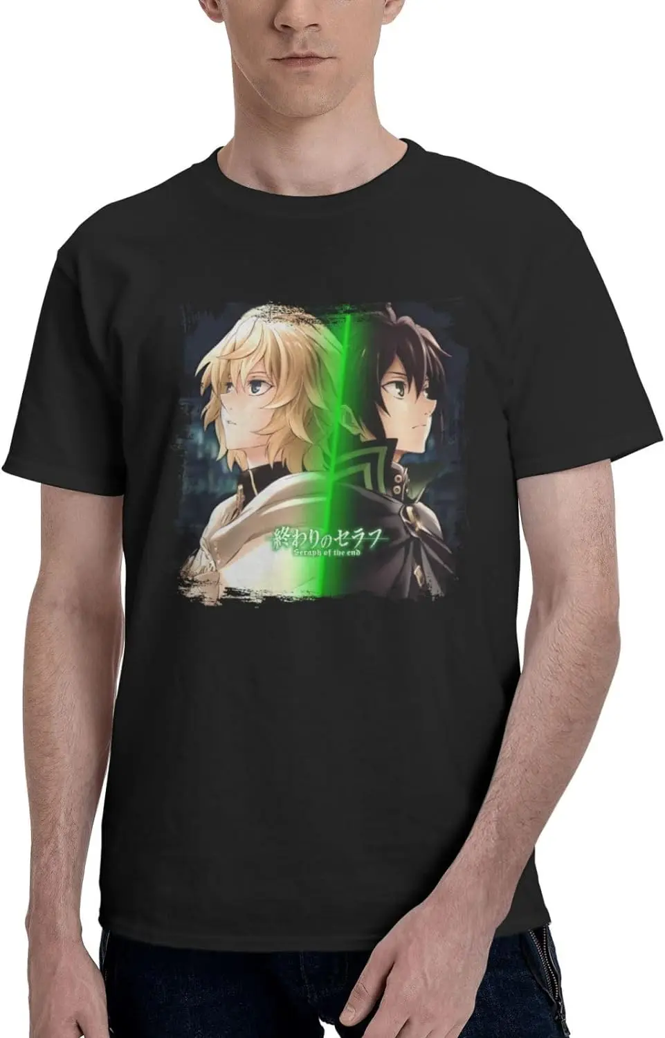 

Anime T Shirts Seraph End Boy's Summer Cotton Tee Crew Neck Short Sleeve T-Shirt Black