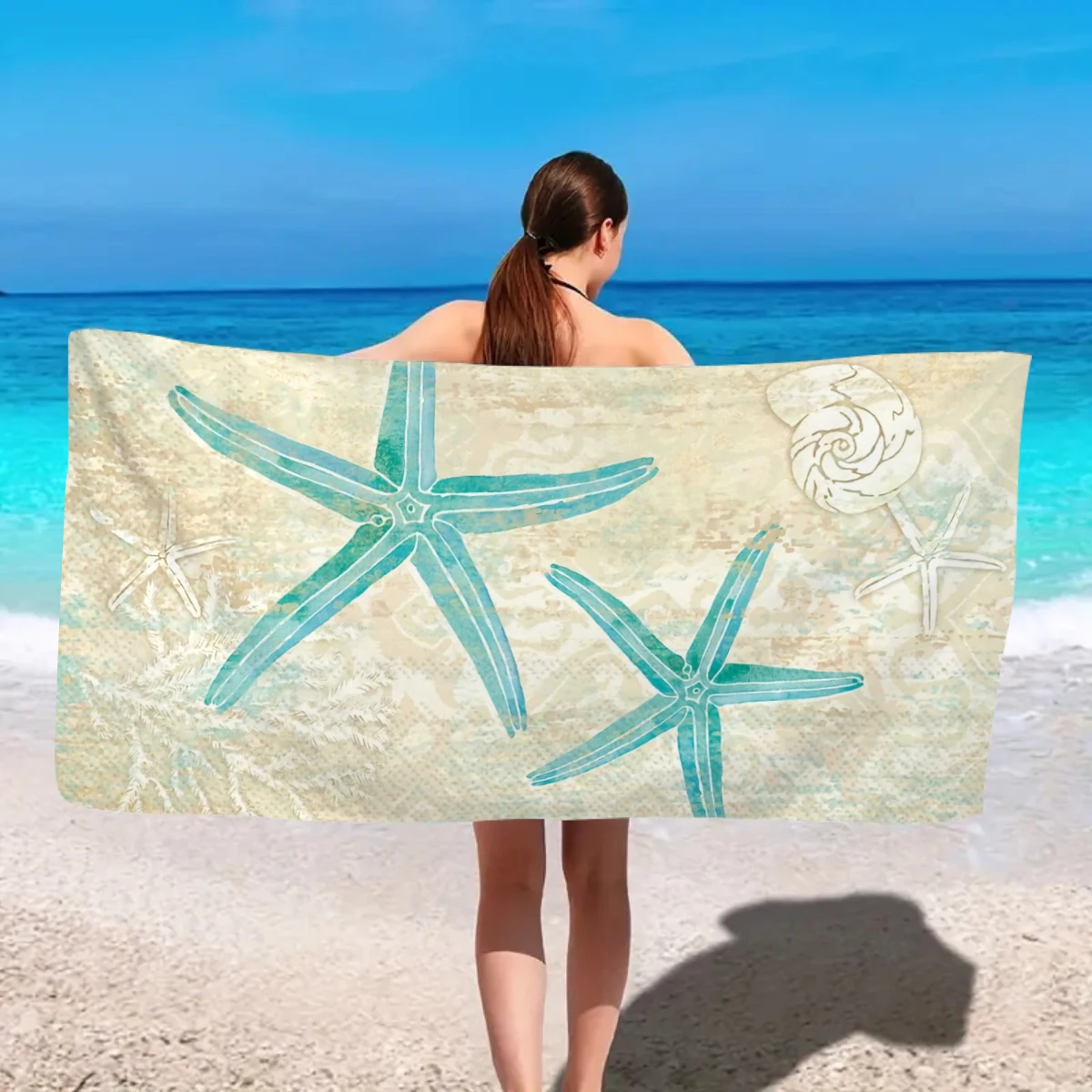 Serviette de plage microfibre motif océan séchage rapide_voghion.com