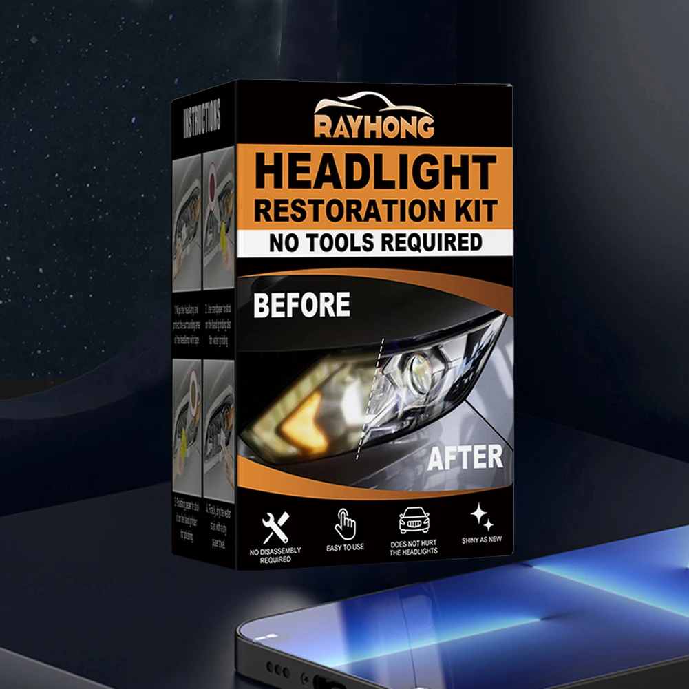 Ceramic Headlight Restoration Kit Clean Yellow Haze Scratch Off Headlight Yellowing Repair Set for Car Taillight Headlight