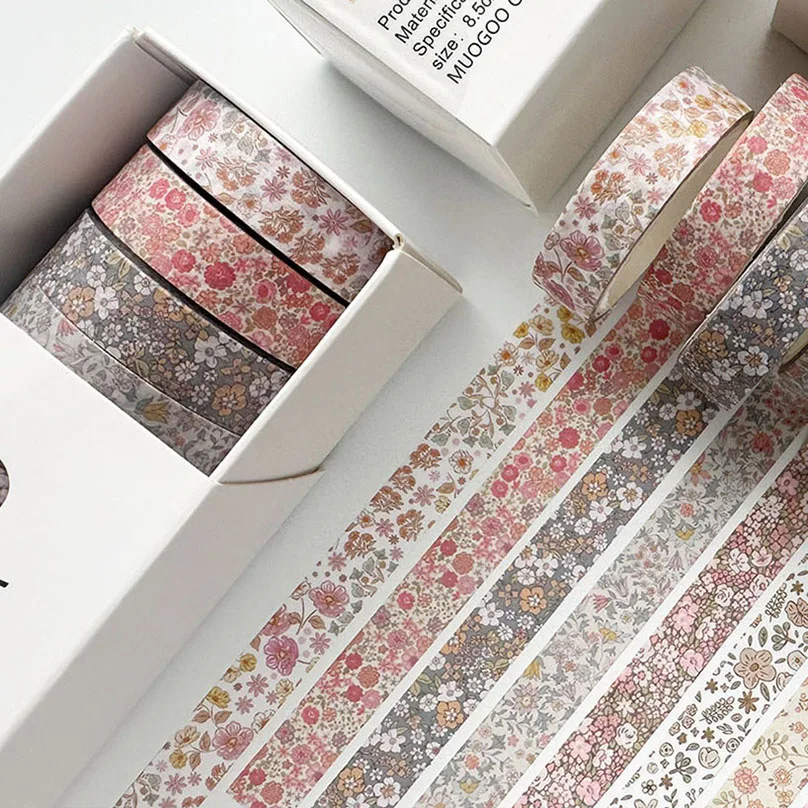 8Rolls Basic Retro Washi Tape Journaling Supplies Washitape Diary Decoration Cinta Adhesiva Decorativa Scrapbooking Washi Tapes 4