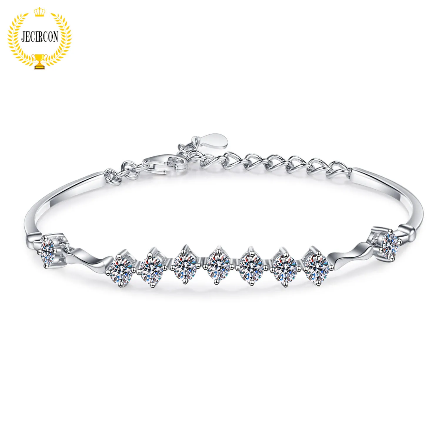 

JECIRCON 925 Sterling Silver Bracelet for Women Total 1.3 Carat Row Diamonds Factory Direct Supply Cool Breeze Moissanite Chain