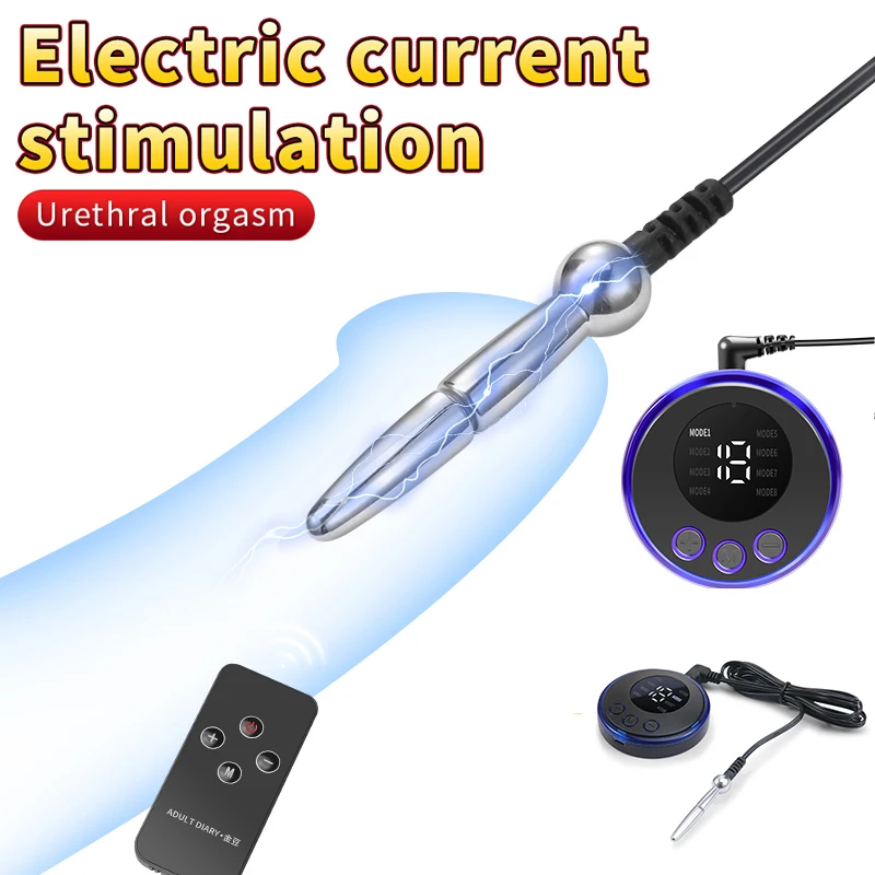 Electric Shock Penis Plug Metal Short Urethra Sounding Rod Toy Horse Eye Stimulator Urethral Masturbator Adult Mens penis sex toys