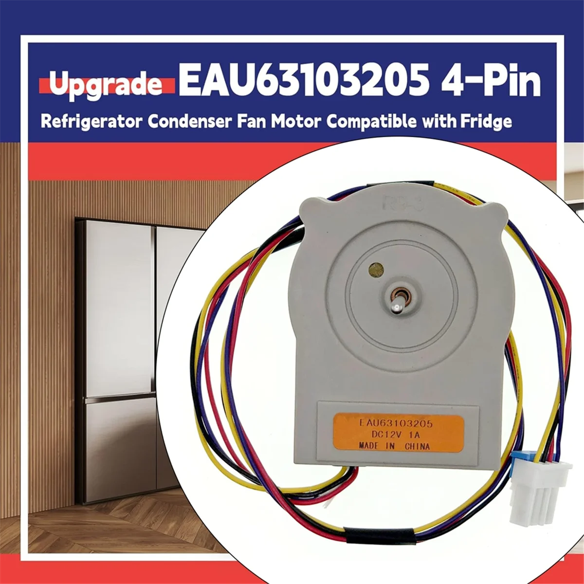 EAU63103205 Refrigerator Condenser Fan Motor for LG Refrigerators Replaces 73132 73133 LFXS24623B DC 12V 4-Pin Fan Motor HOT