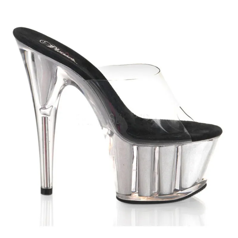 

Stylish 15cm high heel sandals with transparent soles in fashionable colors for a new sexy women's style dance shoes