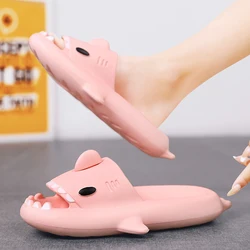 Funny Shark Slippers Thick Sole Non-slip Slides Men Women Bathroom Quick Drying Home Sandals Couple Flat Shoe Shark Flip Flops