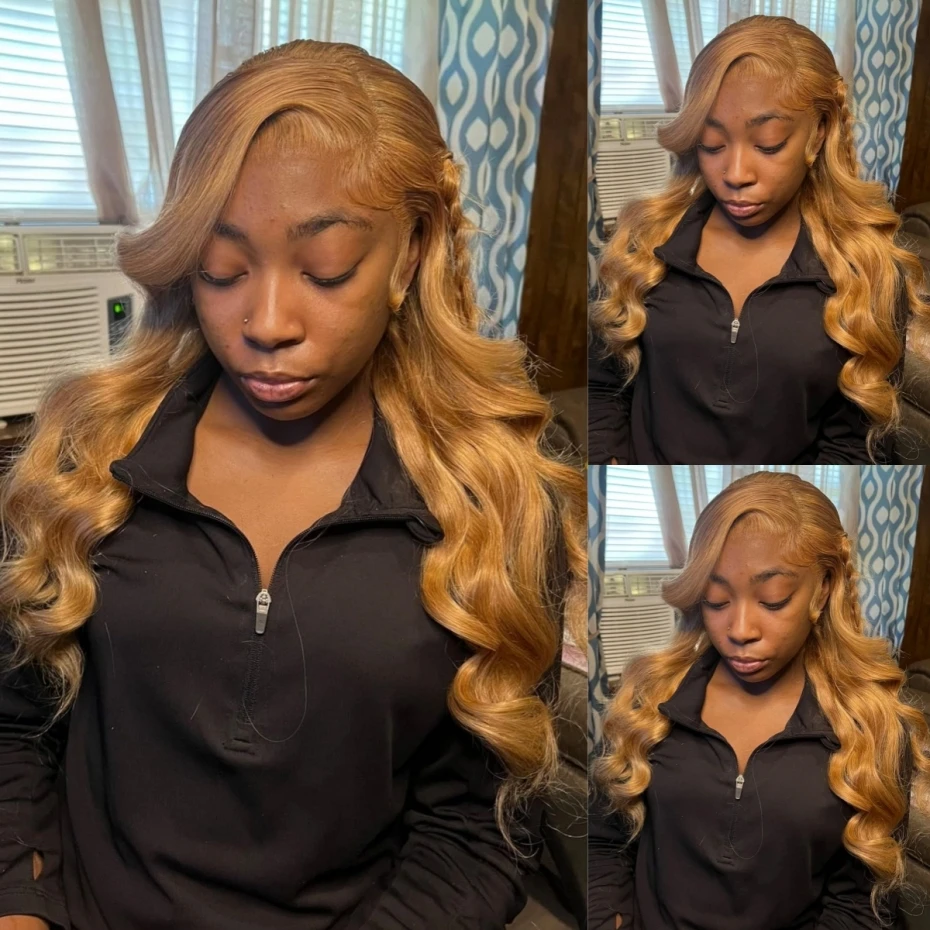 38 40 inch #27 Honey Blonde Color Human Hair Wigs For Women Golden blonde 13x6…