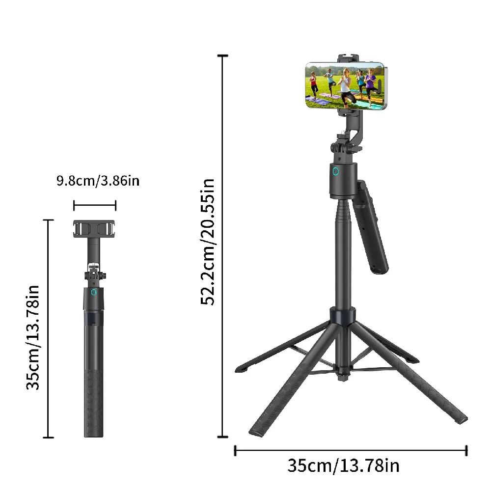 1.8M AI 스마트 셀카봉 삼각대, 자동 얼굴 추적, 제스처 컨트롤, 블루투스 리모컨, 조명, 휴대용 폰 스태빌라이저