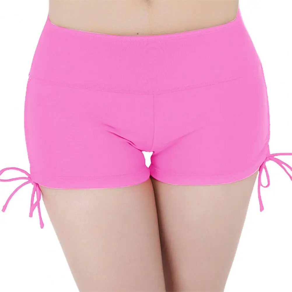 Women Safety Pants Swim Shorts Solid Color Drawstring Boxers Mid Waist Women Basic Safety Pants Bathing Boyshorts Beachwear