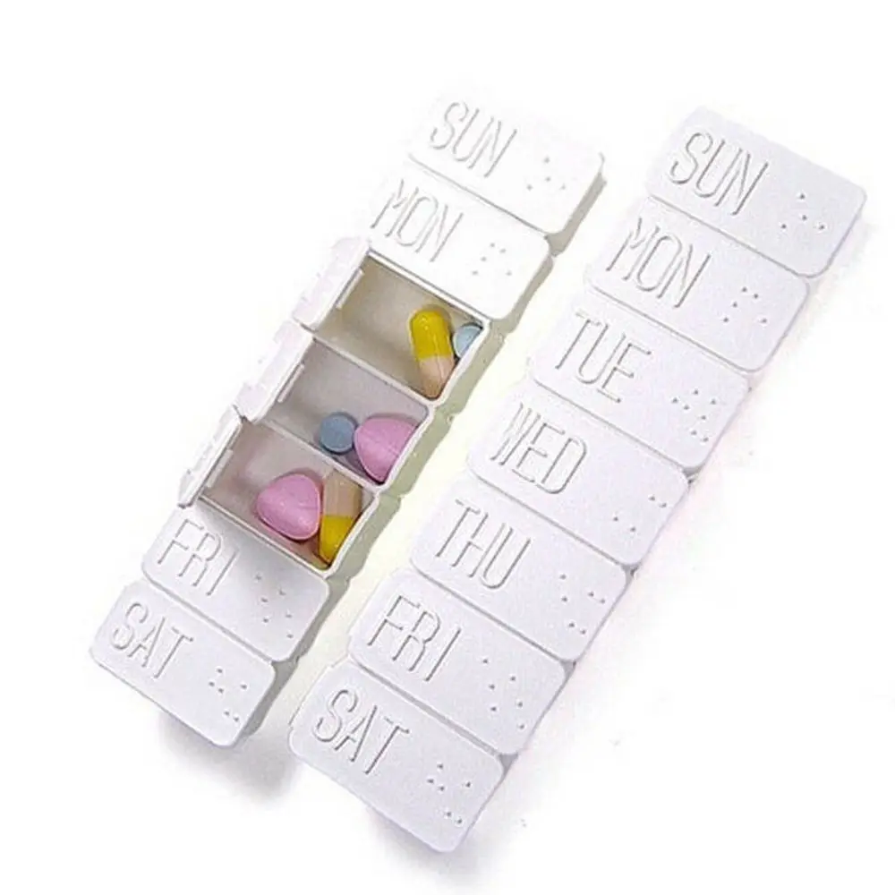 Case High Quality Braille Tablet Case Container Organizer 7 Day Weekly Medicine Pill Storage Box Medication Organizer Pill Case