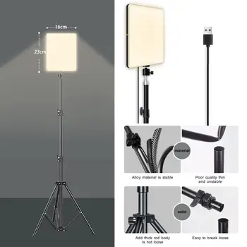 LED Video Lights Conference Photography Lighting Selfie Light Photo Studio Lamp With Tripod for Shoot Live Streaming TikTok Zoom 2