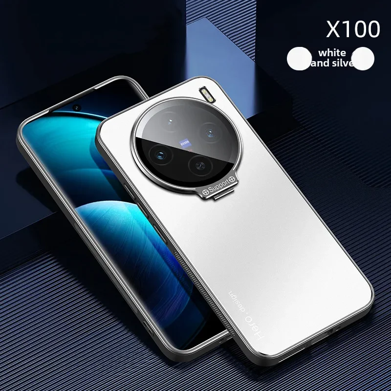 Vivox100 Funda de teléfono con soporte invisible de metal y película para lentes, sencilla, moderna y a la moda, para hombre, nuevo modelo X90s