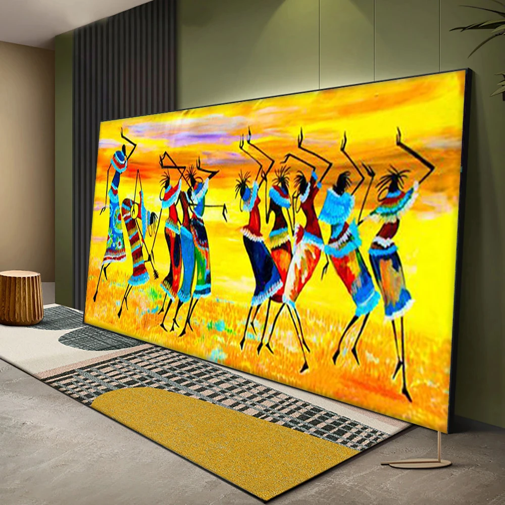 

Abstract African Women Oil Painting Tribal Dance Posters Canvas Print Figure Wall Art Picture for Living Room Home Decor Cuadros
