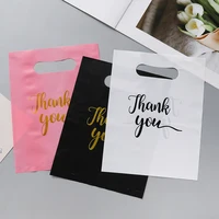 Sacs de courses en PE avec impression «merci», 50 pièces, sacs en plastique pliables pour cadeaux, accessoires de bijoux, emballage de sacs à main 4