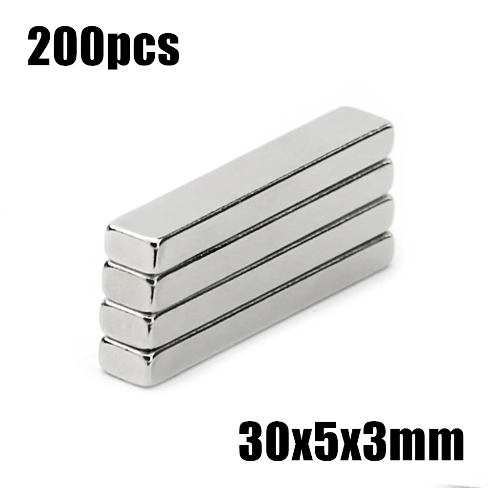 

200pcs 30x5x3mm Neodymium Magnet 30*5*3mm N35 NdFeB Block Super Powerful Strong Permanent Magnetic imanes Block