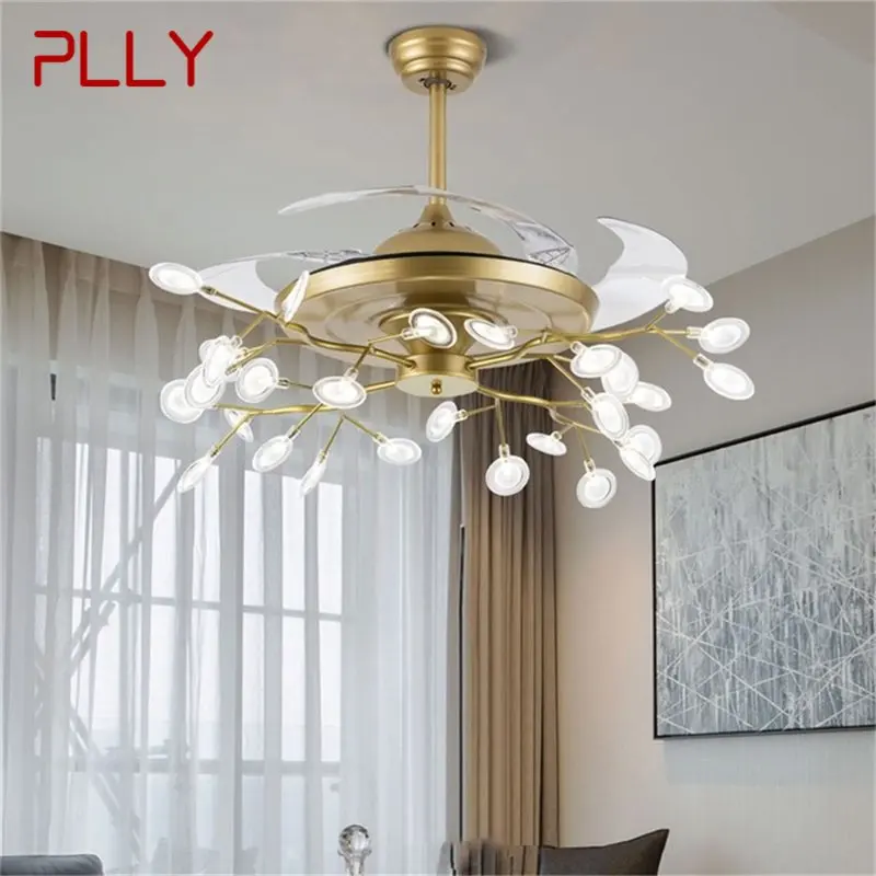 

PLLY New Ceiling Fan Light Invisible Lamp With Remote Control Modern Retro Branch LED For Home Restaurant