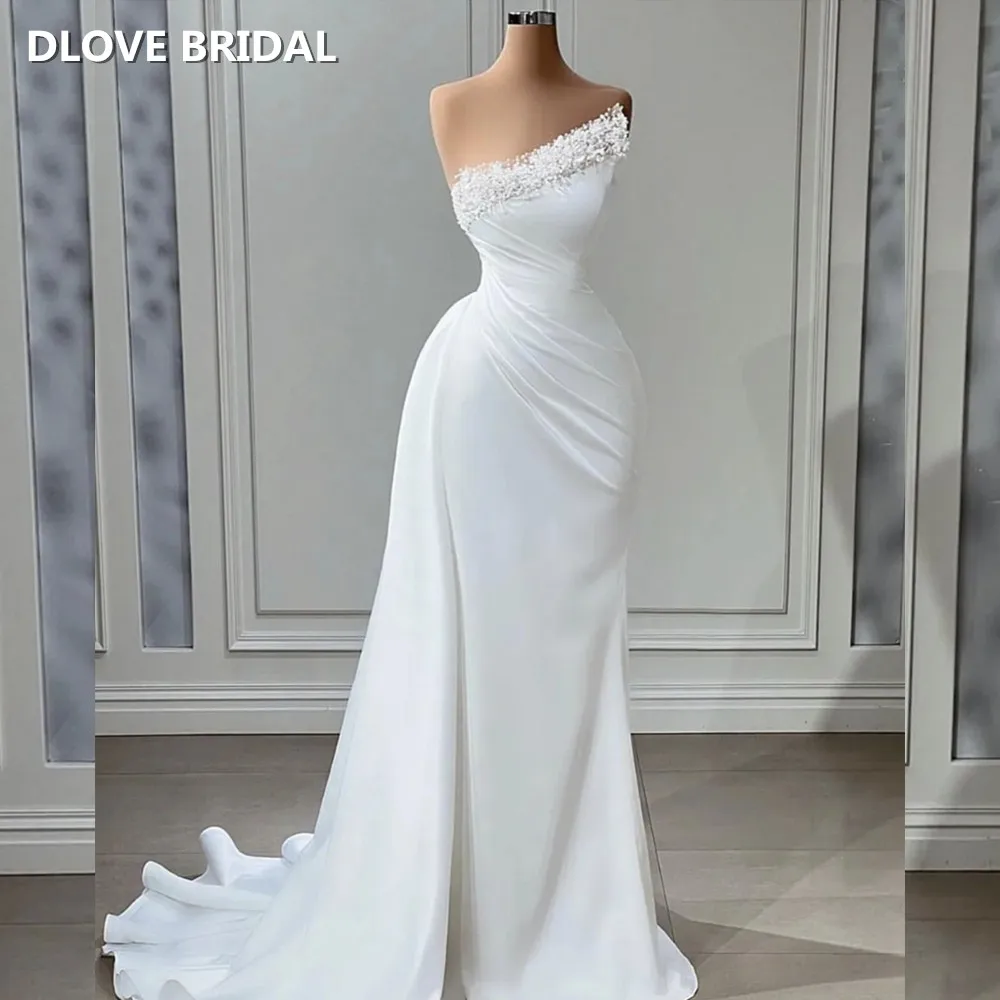 

Unique Strapless Sheath Mermaid Wedding Dress Bridal Gown Vestido De Noiva Bride Robes