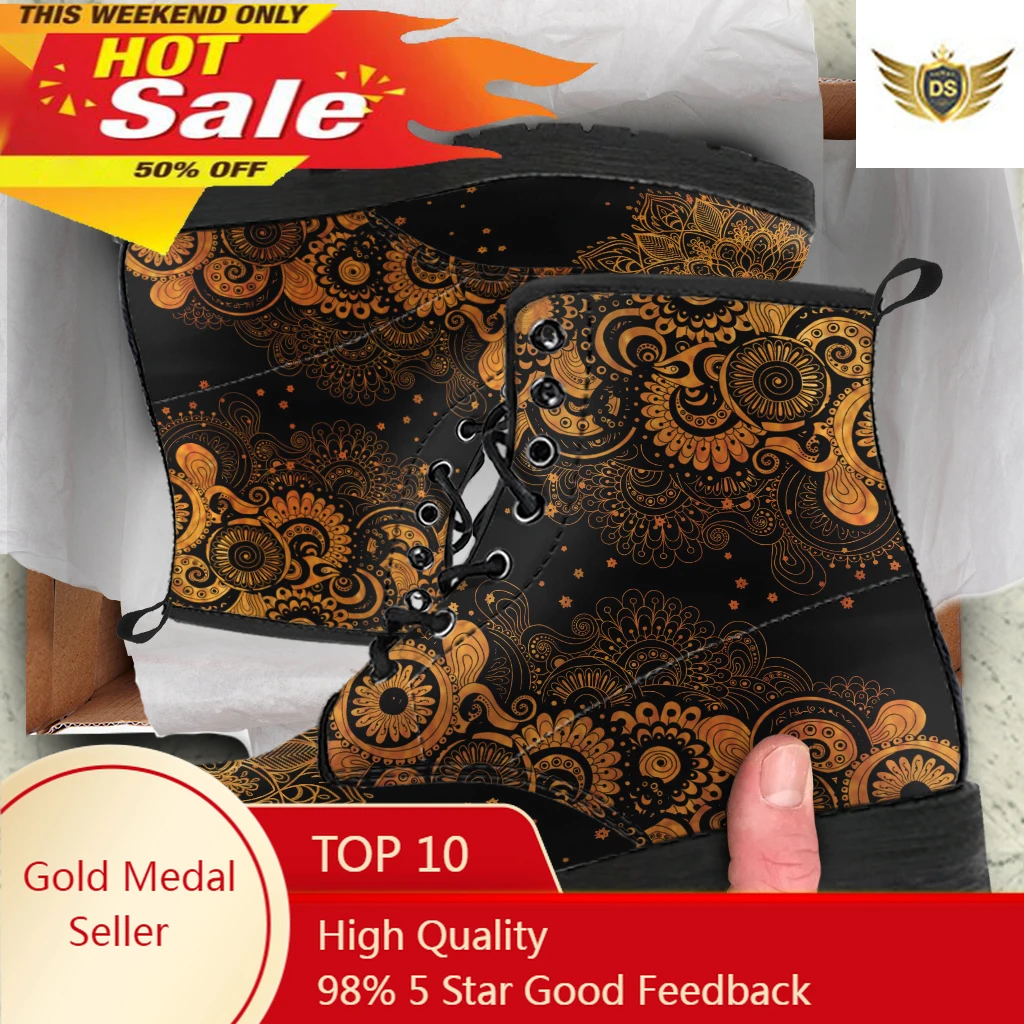 

Casual Women's Ankle Boots Autumn Winter Unisex Leather Boots For Lady Print On Demand Lace Up Vulcanized Rubber Sole Booties