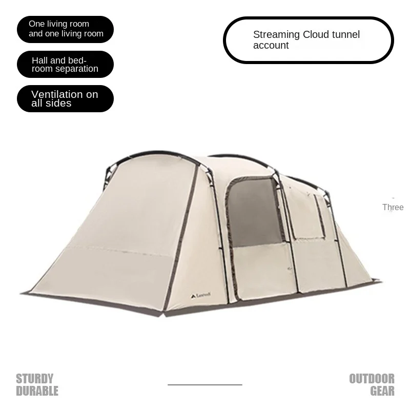 Outdoor Camping Big Tent 4-8 People Double-layer Camping Tent Rainstorm Proof Camping Tent Two Rooms One Hall