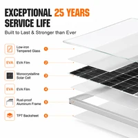 Panneau solaire rigide en verre 80W avec câble CC de 5M et câble adaptateur 5-en-1, module photovoltaïque portable pour montage sur balcon, station d'énergie, camping-car, camping, usage domestique et recharge d'énergie en extérieur 6