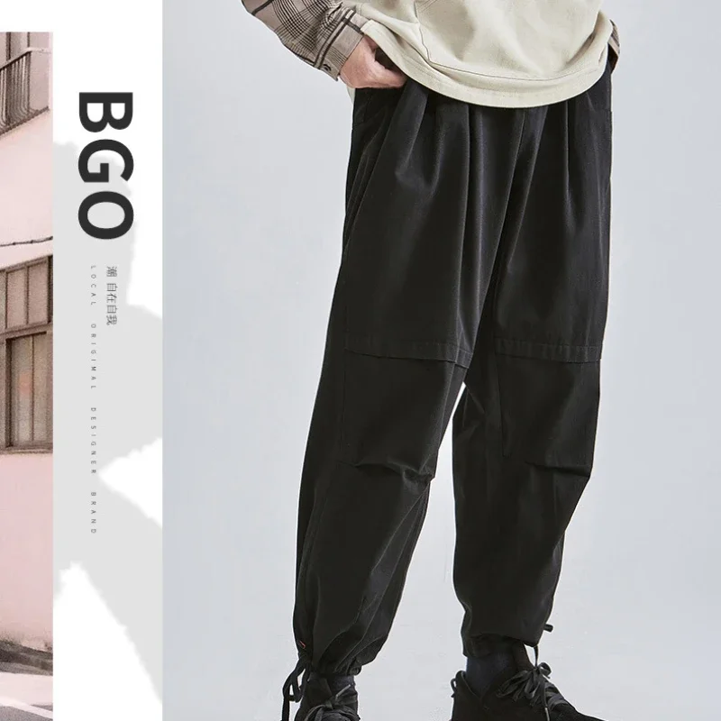Spring Men's Solid Joggers Cargo Pants Loose Casual Sweatpants Cotton Harajuku Harem Trousers Trend Male Hip Hop Streetwear 2XL